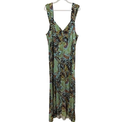 The Pyramid Collection Maxi Dress Women 2X PEACOCK Sleeveless RESORT VACATION - Image 1 of 4
