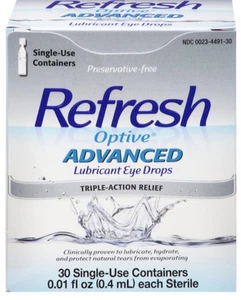 Refresh Optive Advanced Lubricant Eye Drops, 30 Single Use Vials - Picture 1 of 5
