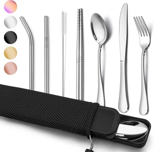 Homikit Camping-Besteck, 9-teilig Tragbares Reisebesteck Outdoor-Besteck - Bild 1 von 7