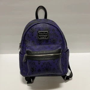 Mini zaino Disney Parks Loungefly Haunted Mansion viola nero carta da parati RARO - Foto 1 di 12