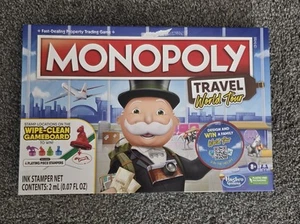 Monopoly Travel World Tour Brettspiel mit Tinte Stampers Hasbro Gaming Neu in Box - Bild 1 von 3