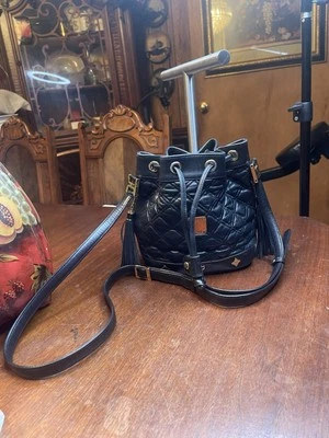 AUTHENTIC MCM Women’s Leather Quilt Drawstring Cross Body Bag - Image 1 of 4