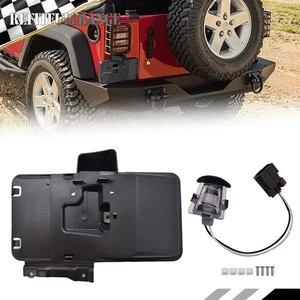 Black With Light Rear License Plate Tag Bracket For Jeep Wrangler Jk 2007-2017 - Foto 1 di 9