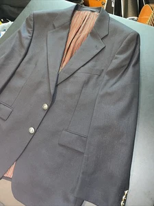 ALEXANDRE London Savile Row Deep NAVY BLUE WOOL BLAZER W/ Gold Buttons SZ 42S - Picture 1 of 20