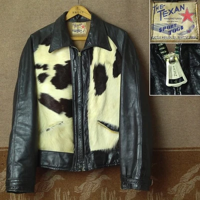 Jaqueta de Couro Masculina Externa Vintage 1930s The Texan By Sport Togs Muito Rara - Imagem 1 de 4