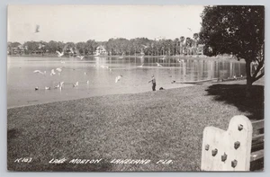 LAKELAND Florida Lake Morton RPPC Junge füttert Vögel, EKC 1939-50 - Bild 1 von 5