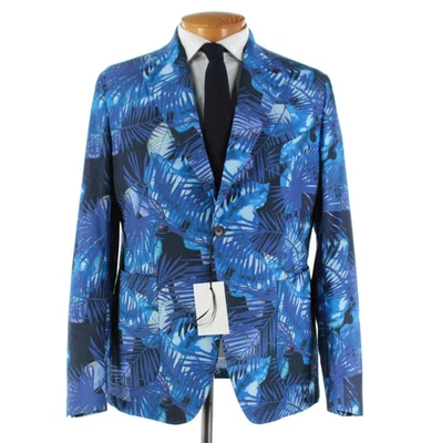 Sartoria Partenopea NWT Cotton Sport Coat Size 54R (44R US) In Blue Floral Print - Image 1 of 4