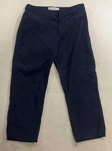 Frank & Eileen Kinsale The Cotton Blend Raw Hem Pants In Blue Size 12 - Picture 1 of 10