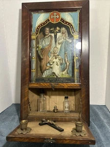 Vintage Catholic Viaticum Last Rites Shadow Box Early 1900's Jesus Mary Joseph - Picture 1 of 5