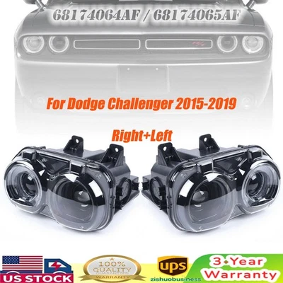 1 Pair Halogen Headlights Set For Dodge Challenger 2015-2019 Left+Right Headlamp Foto 1 de 4