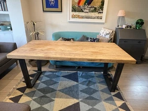Calia 8 Seater Solid Oak Dining Table & 3 Seater Matching Bench - Picture 1 of 9