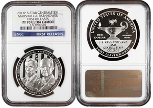 2013-P Proof $1 Silver Five Star General NGC PF70UC First Releases - Picture 1 of 1