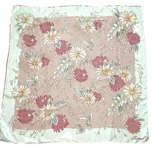 Bufanda vintage años 50 100 % seda firmada Burmel Pinks naranja aguamarina blanca 29" - Imagen 1 de 9