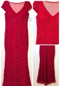 $169 Medium US 6 ❤️ Marina Evening Red Women Push up A Line Lace Gown Dress - Picture 1 of 10