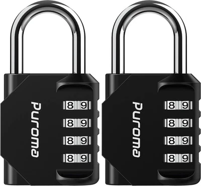 Puroma 2 Pack Combination Lock for Locker 4 Digit Outdoor Medium, Black - Image 1 of 4