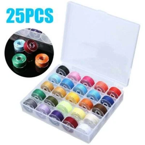 25PCS Sewing Machine Bobbins Plastic Spools With Threads Set for Brother Singer - Picture 1 of 15