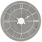 Extra Large 90 cm Vintage Style Contrasting Grey Metal Wood Round Wall Clock