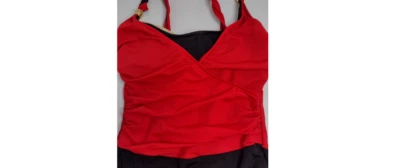 Traje de baño Carol Wior Slimsuit rojo negro talla 8 hecho en EE. UU. con aros de una pieza (M1) Foto 1 de 4