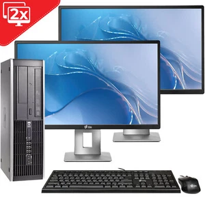 HP 8200 Desktop Computer PC Intel i5 16GB 480SSD 2TB HDD Dual 22" LED Wifi Win10 - Picture 1 of 14