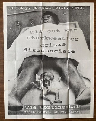 ALL OUT WAR Starkweather DISASSOCIATE flyer poster NYHC metal core RARE 90s VTG - Image 1 of 3