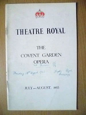 THEATRE ROYAL, COVENT GARDEN OPERA 13/08/1953 - MULTI PROGRAMME - Image 1 of 4