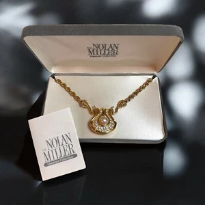 Vintage Designer Nolan Miller Gold Perlen Strass Halskette Portofino Neu im Karton 💥 - Bild 1 von 5