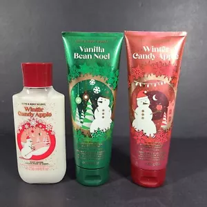 3 Pc Bath Body Works Winter Candy Apple Cream + Lotion + Vanilla Bean Noel Cream - Picture 1 of 2