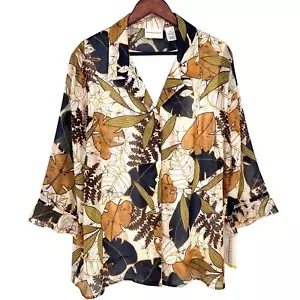 NEW NWT Alfred Dunner Plus Size 18W Autumn Leaves Fall Thanksgiving Shirt Top - Picture 1 of 11