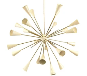 Candelabro De Techo Sputnik Retro Real Blanco Off Cono - Imagen 1 de 4