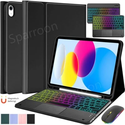 Hülle mit Beleuchtete Tastatur Maus Für iPad A16 11/10/9/8/7th Air 4/5/6 Pro 11" - Bild 1 von 4