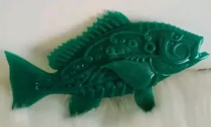 Homemade Green Bass Fish Wall Plaque Unique Wall Decor Gift New - Picture 1 of 5