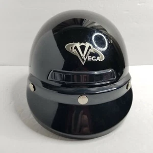 Vega Gloss Black Small Half Helmet DOT Approved with Visor & Ear/Neck Warmer - Picture 1 of 12