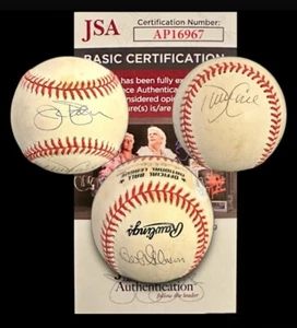 JIM PALMER BOB GIBSON DAVE CONE AUTOGRAPHED SINGLE SIGNED ONL BASEBALL JSA CERT - Picture 1 of 6