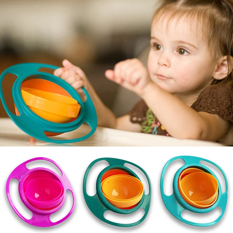 Magic Gyro Bowl 360 Degree Rotate Spill-Proof Bowls with Lid Plastic Creative Di - Image 1 of 4