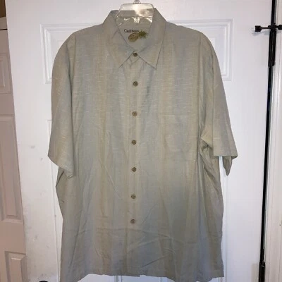 Camisa Hawaiana Caribeña Para Hombre XL Con Botones Manga Corta Mezcla Seda Bolsillo Foto 1 de 4