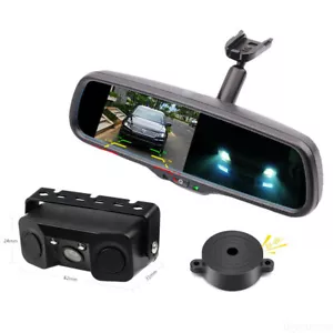 4.3" Car No1 Bracket Mirror Monitor+3-In-1 Parking Radar Sensor Reversing Camera - Picture 1 of 12