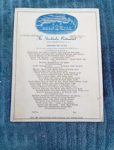 Vintage 1950 Stockholm Restaurant Food Menu Jericho Tpk Syosset New York History - Picture 1 of 9