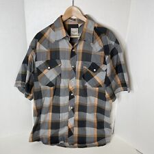 Western Plains Trading Co Short Sleeve Pearl Snap Shirt, XL, Plaid, Grey/Black