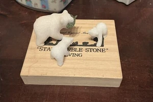 Star Marble Stone Carving, Mom And 2 Cubs - Picture 1 of 4