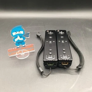 Nintendo Wii Remote Controller Motion Plus OEM Official Black Lot of 2 Tested F2 - Picture 1 of 11