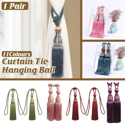 1pair Curtain Tiebacks Hanging Balls Tassel Rope Decorative Curtain Holders AU - image 1 of 4