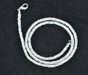 925 Sterling Silver AAA Crystal Quartz Rondelle Faceted Gemstone Beaded Necklace - Picture 1 of 5