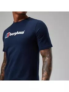 Berghaus Men's T-Shirt Organic Big Classic Logo Navy Blue Medium- BRAND NEW - Picture 1 of 3