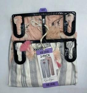 Girls Size XS(5/6) Jessica Simpson 2-Pack Pants Navy Stripe / Peach Floral - Picture 1 of 5