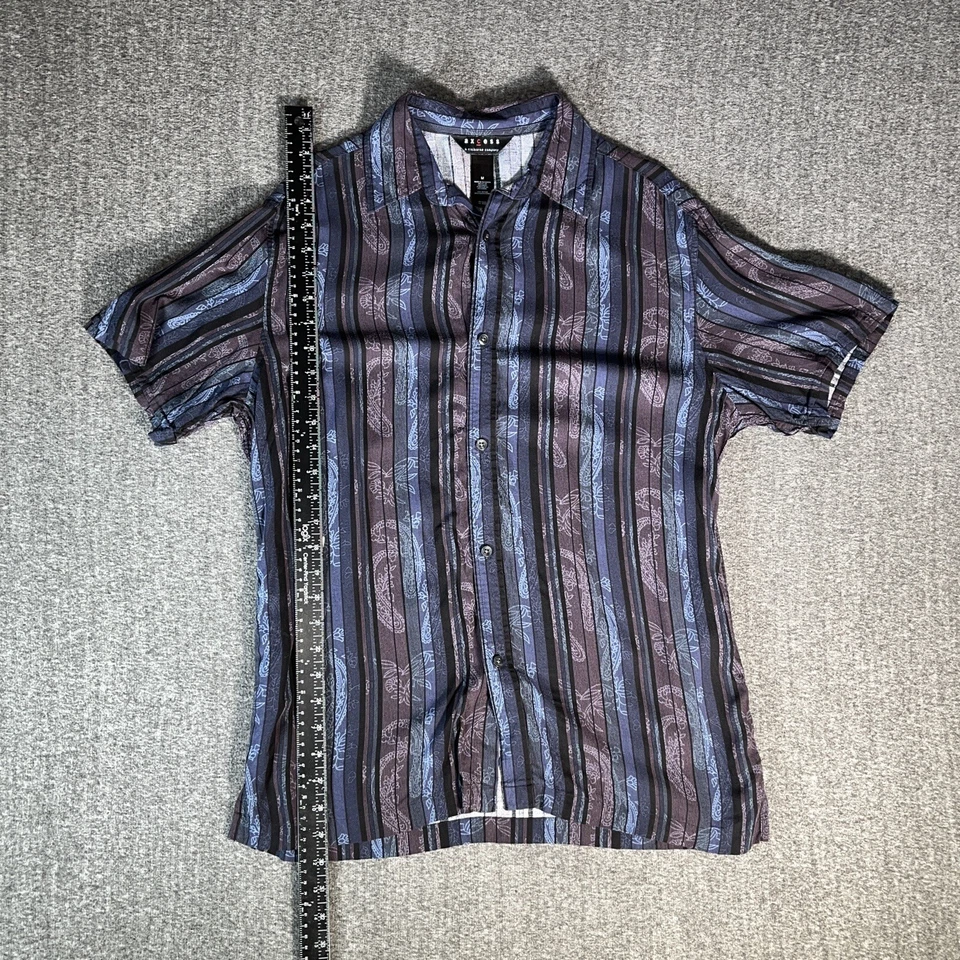 Axcess Medium Striped Paisley Men’s 100% Rayon Hawaiian Button Down Shirt Stripe - Image 1 of 4