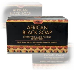 AFRIKANISCHE SCHWARZE SEIFE entgiftende Akne bekämpft trockene Haut Sheabutter & Kohle - Bild 1 von 9