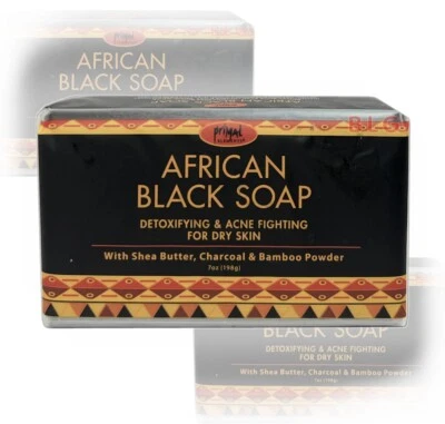 AFRICAN BLACK SOAP Detoxifying Acne Fighting For Dry Skin Shea Butter & Charcoal - Image 1 of 2