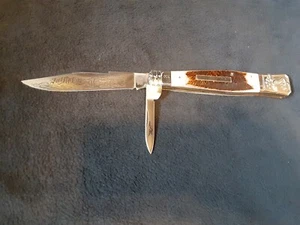 PARKER CUT CO. " FORT MCCOY" LARGE STAG FOLDING KNIFE (NM) NO BOX - Picture 1 of 19