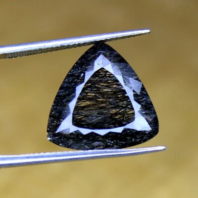 Piedra preciosa natural de cuarzo rutilo negro facetada para hacer joyas 15X15X10 mm Foto 1 de 4