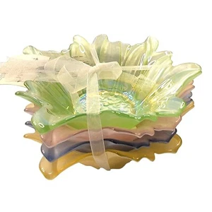 AKCAM TÜRKISCH handgefertigt 4er Set schillernd Pastellglas Schalen Blumenmuster Blumen Des - Bild 1 von 11